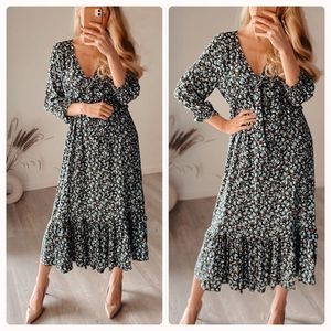 Zara Floral Print Midi Dress New
